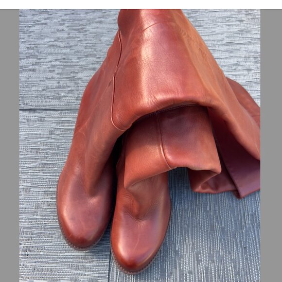 Sam Edelman Maroon Leather Boots Size 8 - Picture 2 of 7